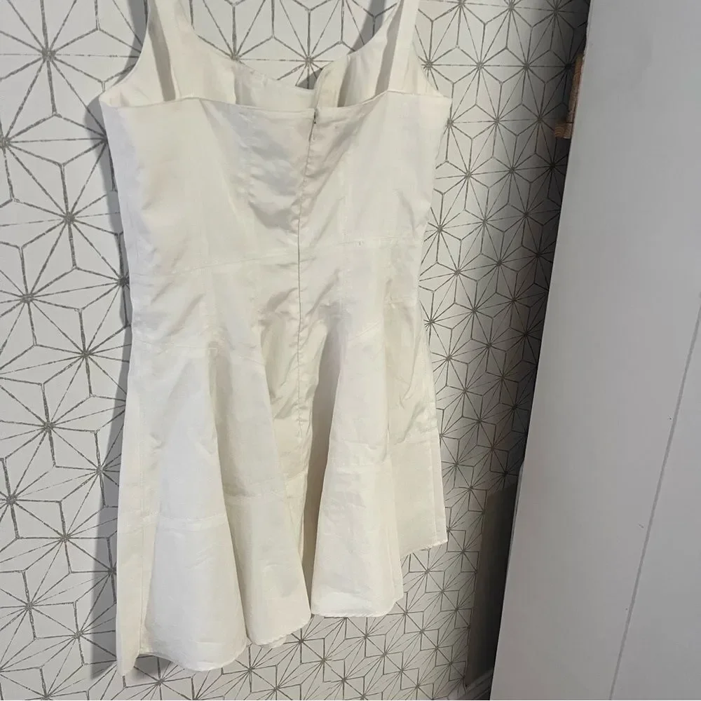 GIOVANNI BEDIN Godet Flared Cotton Mini Dress In White